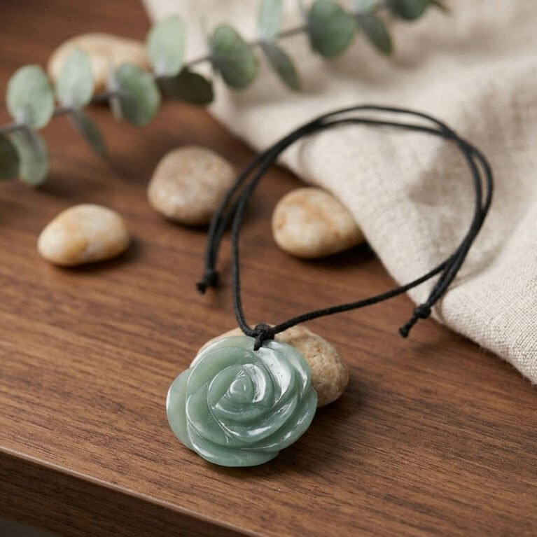 Green jade boho Necklace : healing stone jewelry