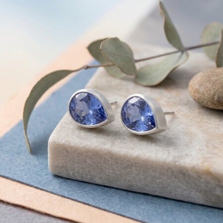 Blue Sapphire Handmade 925 Sterling Silver Earring .