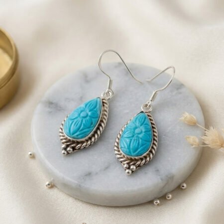 Turquoise Handmade 925 Sterling Silver Earring .