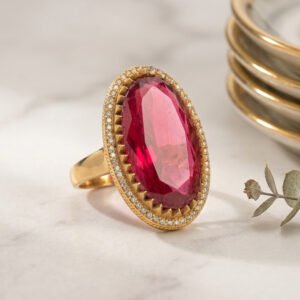 Ruby Handmade 925 Silver Gold Plated Ring .