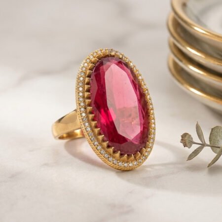 Ruby Handmade 925 Silver Gold Plated Ring .