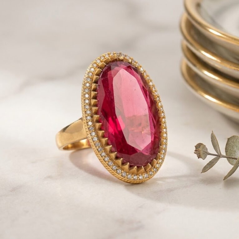Ruby Handmade 925 Silver Gold Plated Ring .