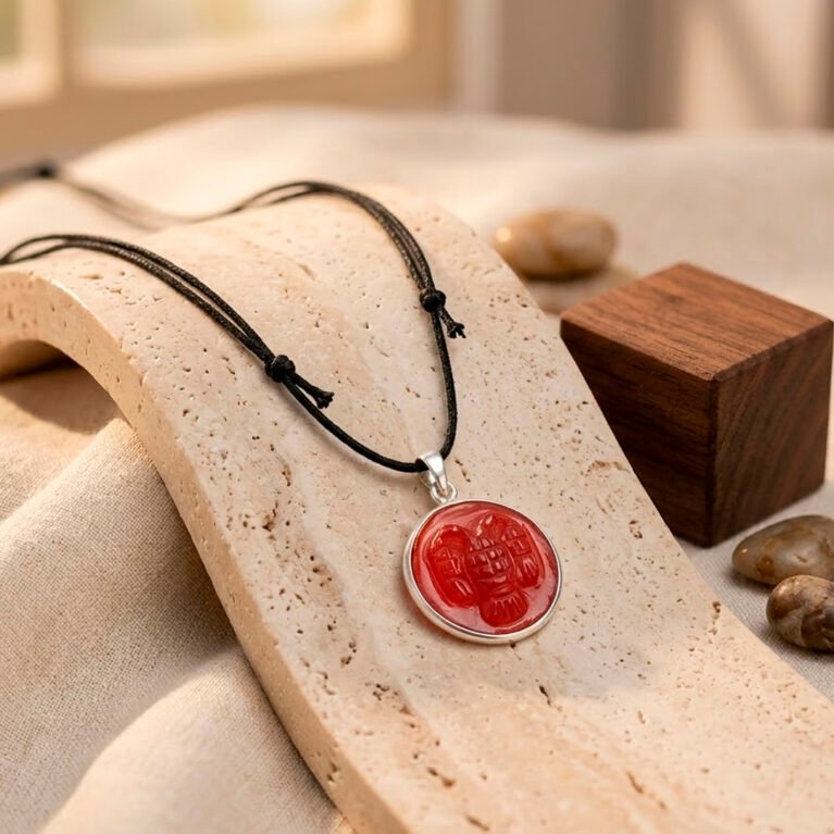 carnelian Silver Pendant  : Handmade bohemian jewelry
