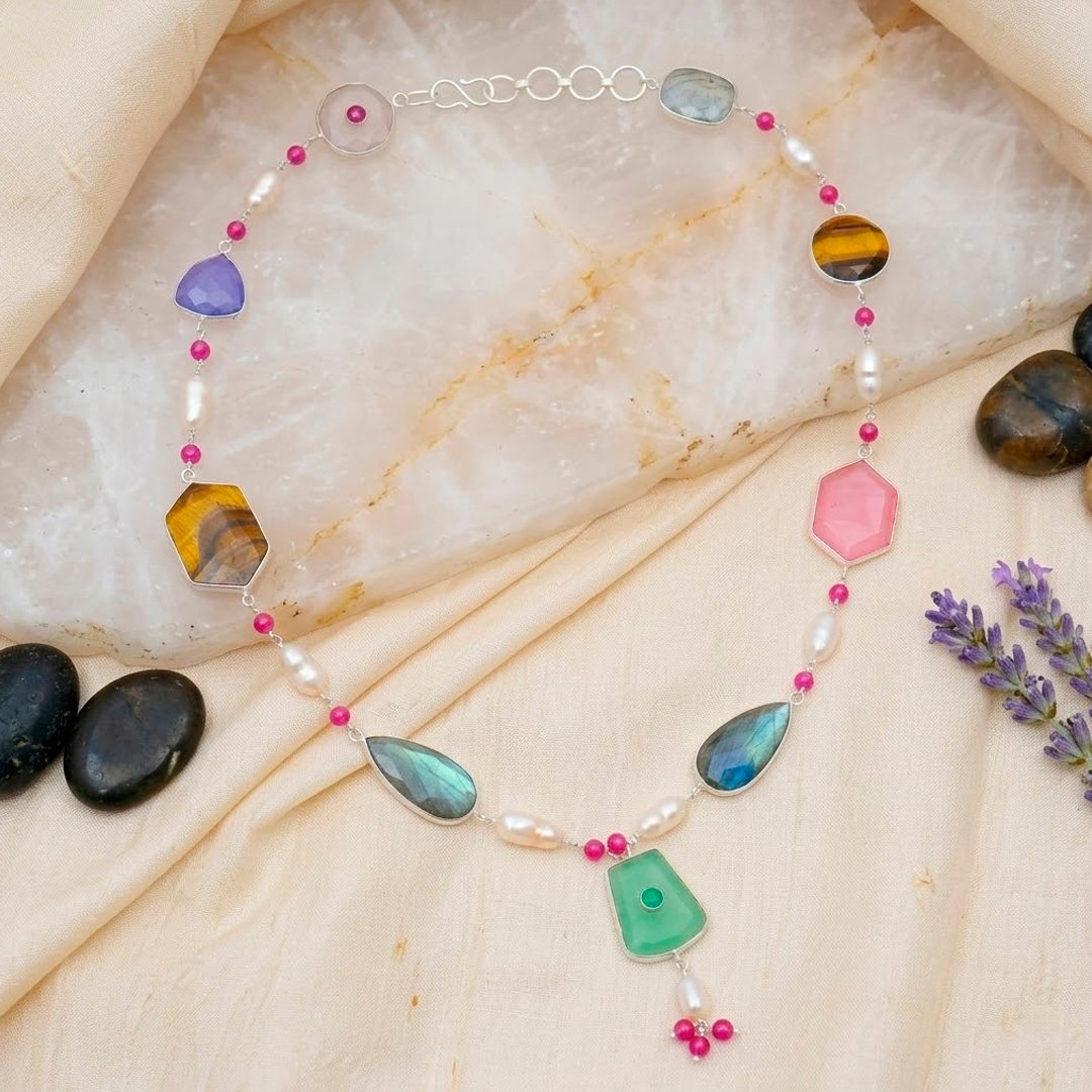 Handcrafted Multi Stone Beaded Necklace