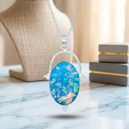 Opal Necklace : 925 sterling silver pendant