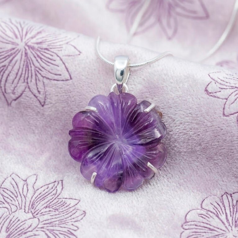Amethyst Gemstone Pendant Necklace , 925 sterling silver jewelry