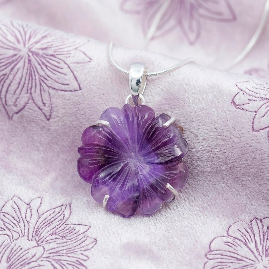 Amethyst Gemstone Pendant Necklace , 925 sterling silver jewelry