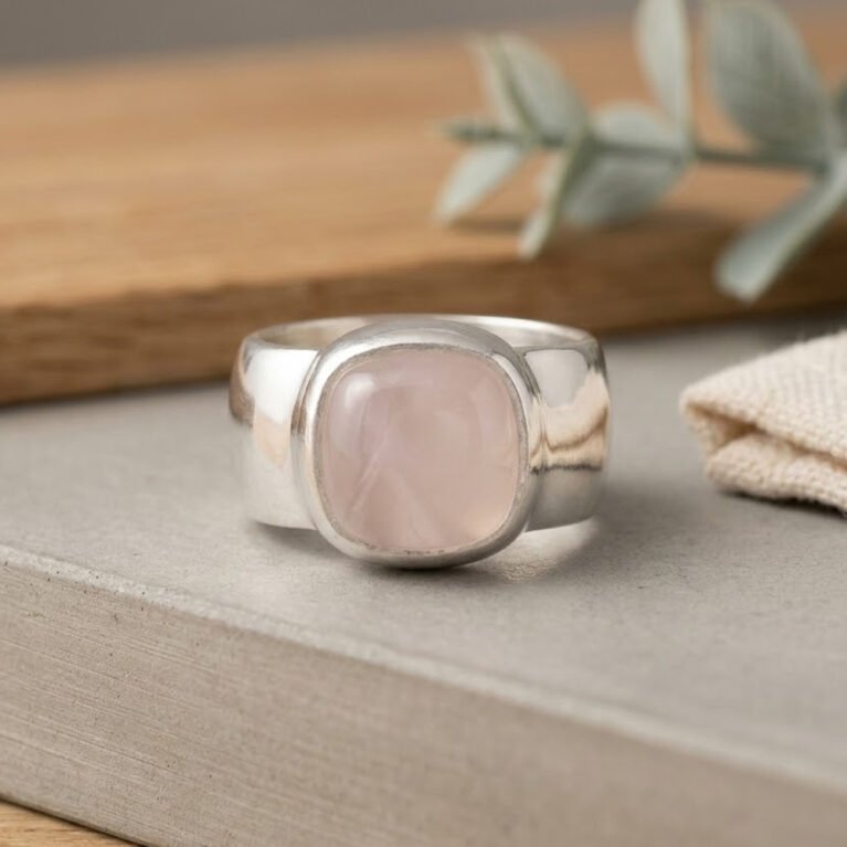 Rose Quartz Silver Ring