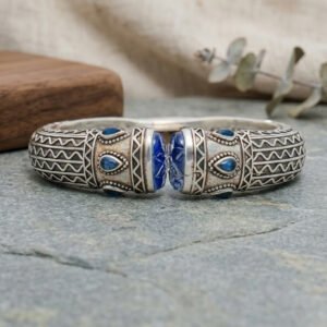 Blue Sapphire Handmade 925 Sterling Silver Bangle .