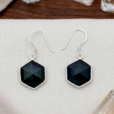 Black Onyx Vintage Earrings , 925 sterling silver