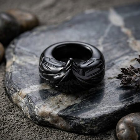 Black Onyx Handmade Ring .
