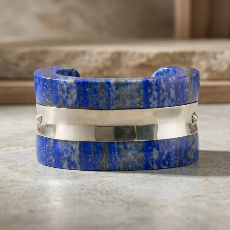 Lapis Lazuli Handmade 925 Sterling Silver Cuff .