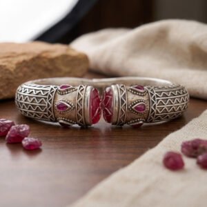 Pink Tourmaline Handmade 925 Sterling Silver Bangle .