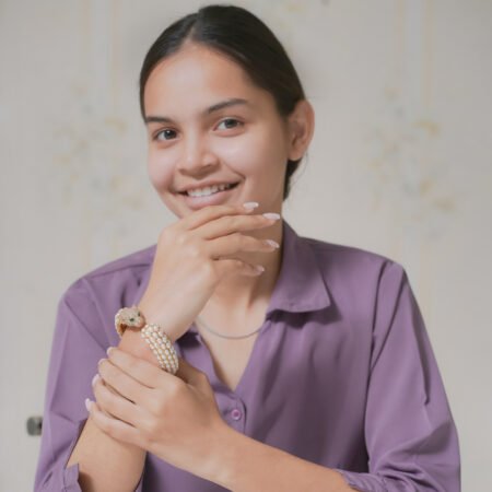 Pearl Handmade 925 Sterling Silver Gold Plated Bangle .