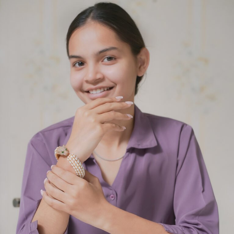 Pearl Handmade 925 Sterling Silver Gold Plated Bangle .