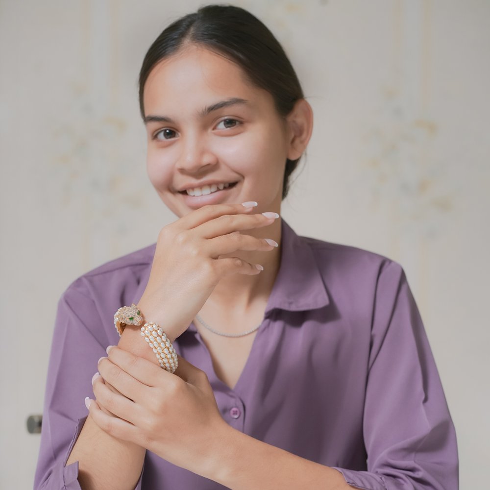 Pearl Handmade 925 Sterling Silver Gold Plated Bangle .