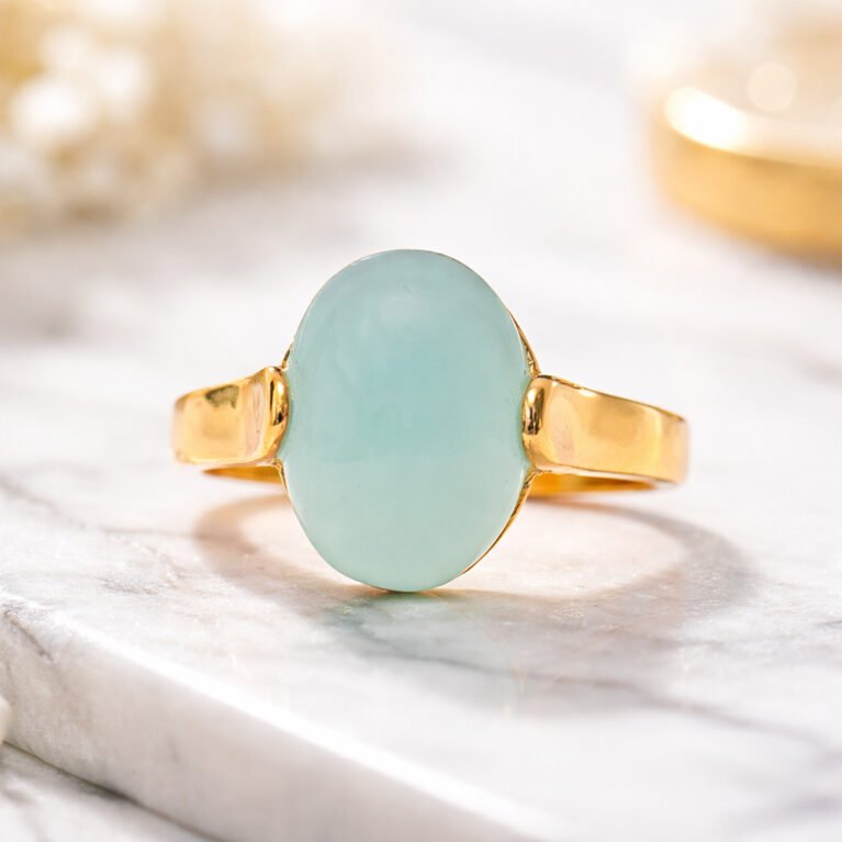 Aqua Chalcedony Gold Plated Ring