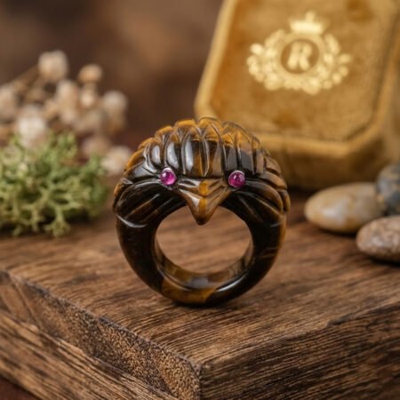 Tiger Eye With Ruby Handmade 925 Sterling Silver Ring .