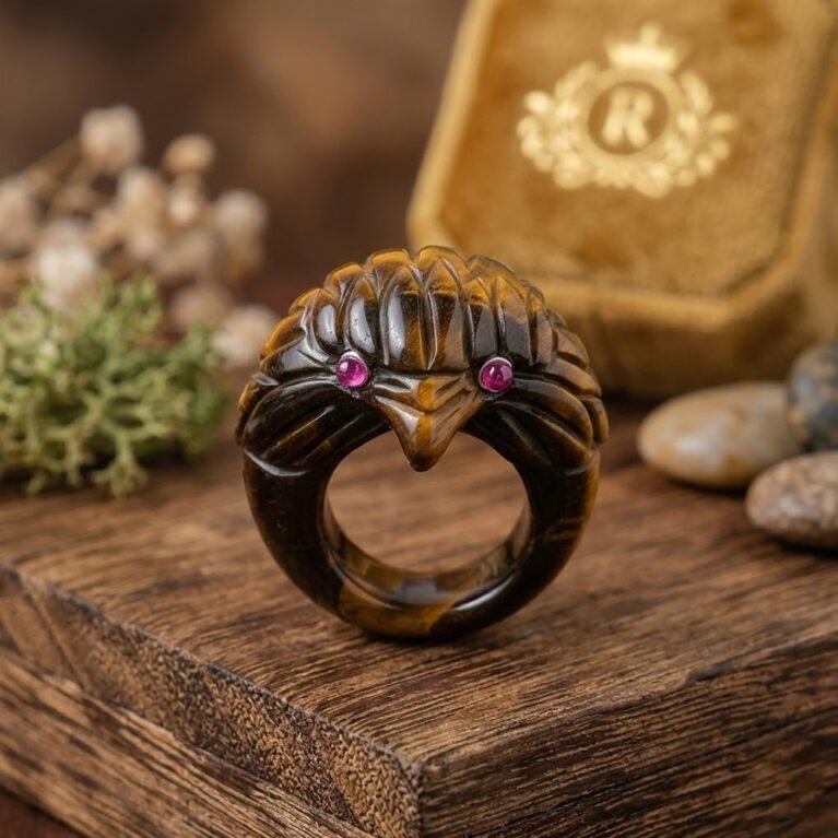 Tiger Eye With Ruby Handmade 925 Sterling Silver Ring .