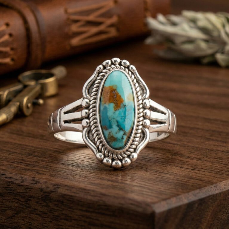 Minimalist Turquoise Ring in Silver