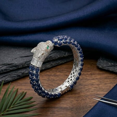 Blue Sapphire Handmade 925 Sterling Silver Bangle .