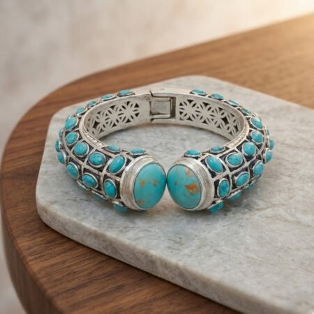 turquoise Handmade 925 Sterling Silver Bangle .