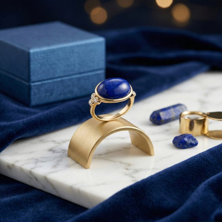 Lapis Gemstone Gold Plated Ring