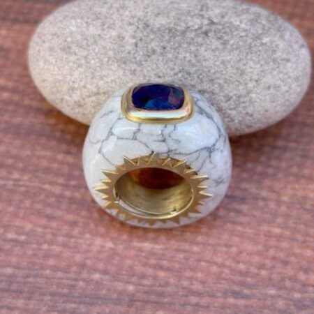 Howlite and Blue Sapphire Statement ring